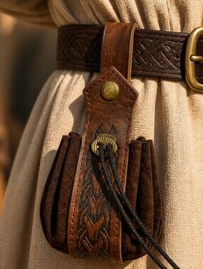 Medieval Belt Pouch Viking Dice Bag Renaissance Faire LARP Fantasy Brown Costume